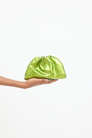 Bottega Veneta Green Metallic Mini Pouch Bag