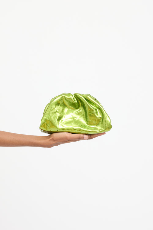 Bottega Veneta Green Metallic Mini Pouch Bag