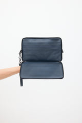 Bottega Veneta Navy Leather Intrecciato Clutch