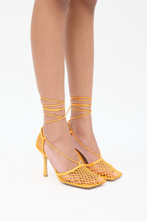 Bottega Veneta Orange Mesh Stretch Heel