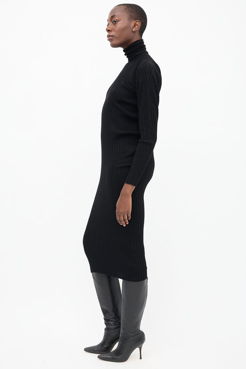 Bottega Veneta PF 2020 Black Ribbed Knit Midi Dress