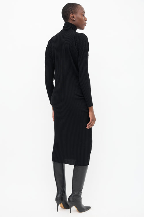 Bottega Veneta PF 2020 Black Ribbed Knit Midi Dress