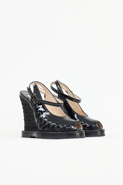 Bottega Veneta Patent Intrecciato Wedge Sandal