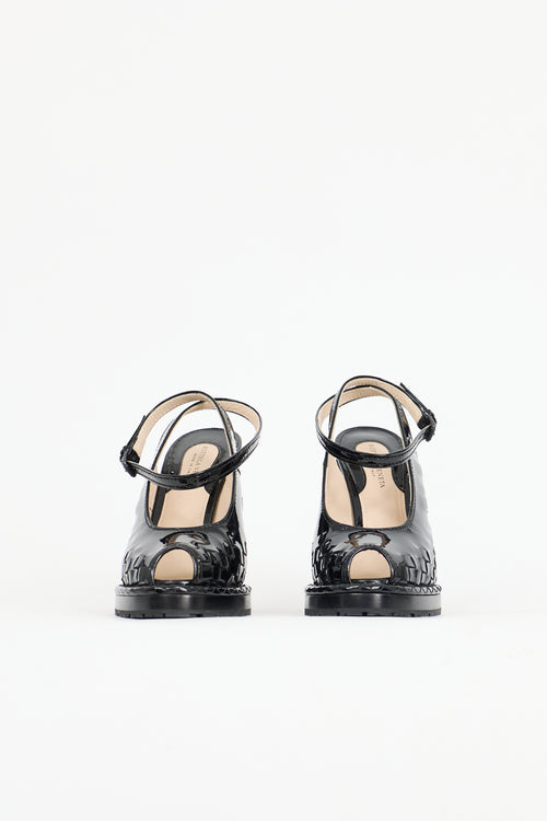 Bottega Veneta Patent Intrecciato Wedge Sandal
