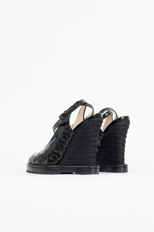 Bottega Veneta Patent Intrecciato Wedge Sandal