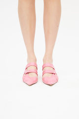 Bottega Veneta Pink Leather Cut Out Mule