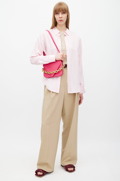Bottega Veneta Pink Leather Mount Envelope Bag