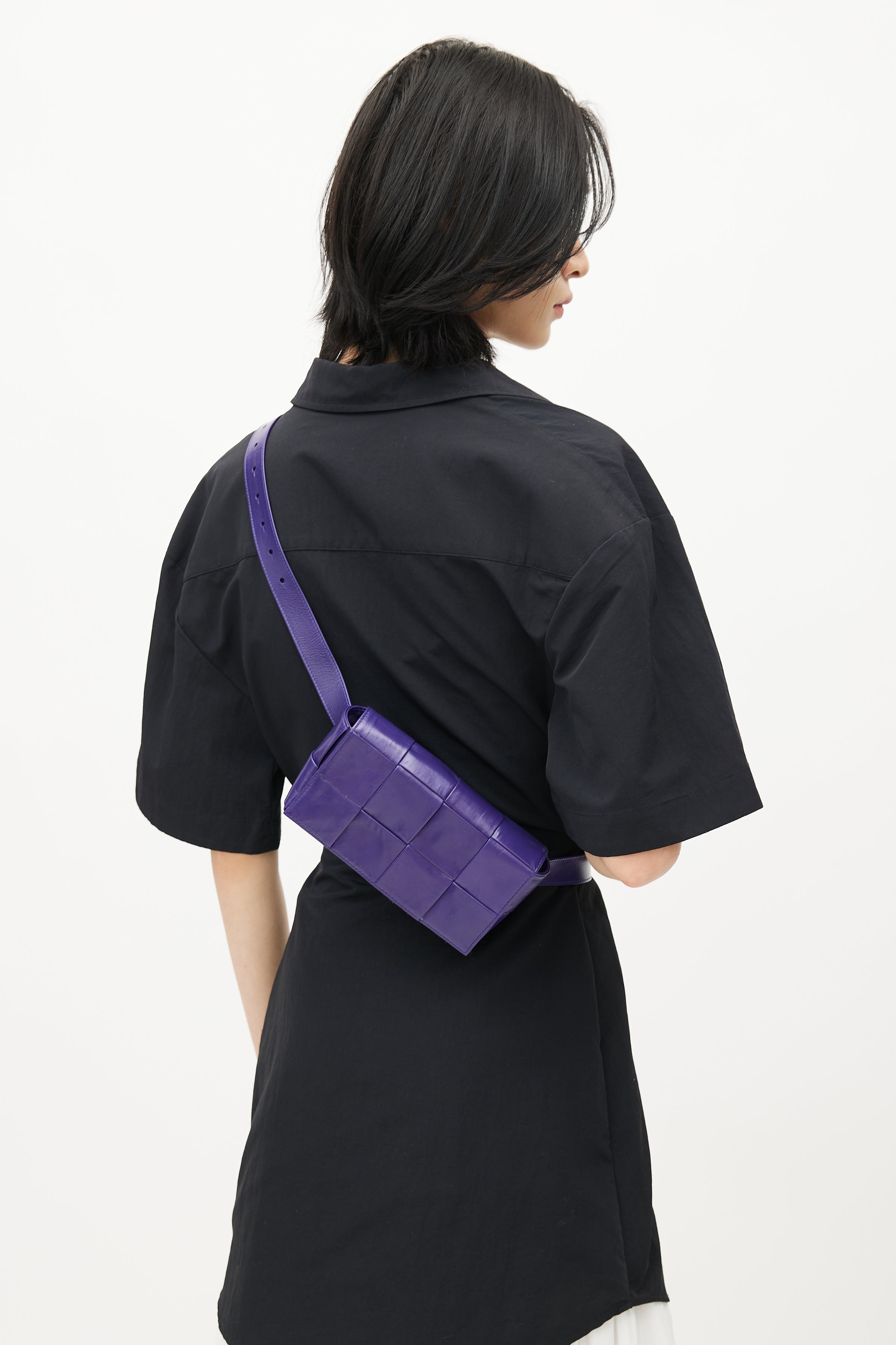Bottega Veneta // Purple Intrecciato Mini Cassette Belt Bag – VSP