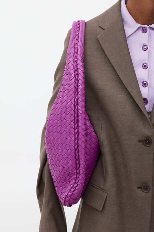 Bottega Veneta Purple Leather Intrecciato Woven Bag
