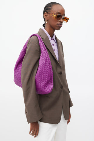 Bottega Veneta Purple Leather Intrecciato Woven Bag