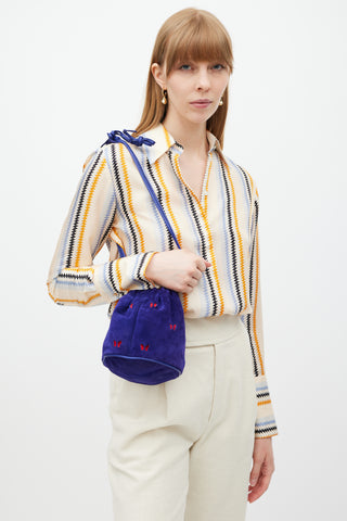 Bottega Veneta Purple & Red Suede Cutout Drawstring Bag