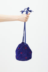 Bottega Veneta Purple & Red Suede Cutout Drawstring Bag