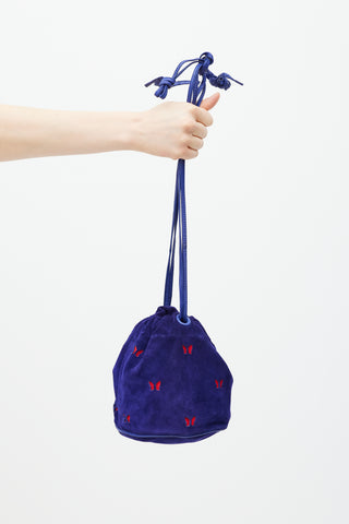 Bottega Veneta Purple & Red Suede Cutout Drawstring Bag