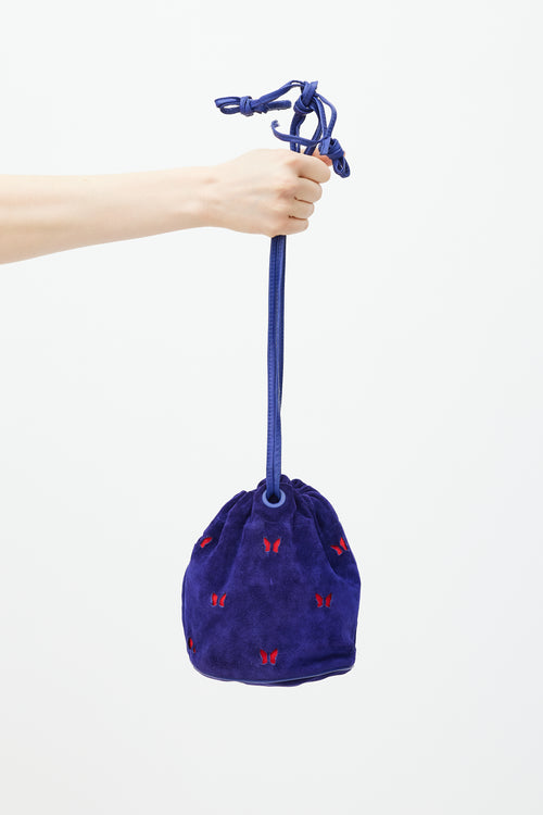 Bottega Veneta Purple & Red Suede Cutout Drawstring Bag