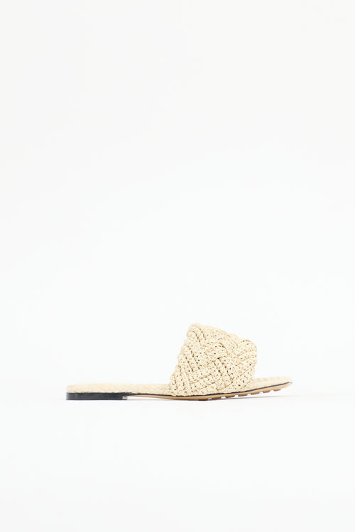 Bottega Veneta Raffia Lido Intreccio Slide