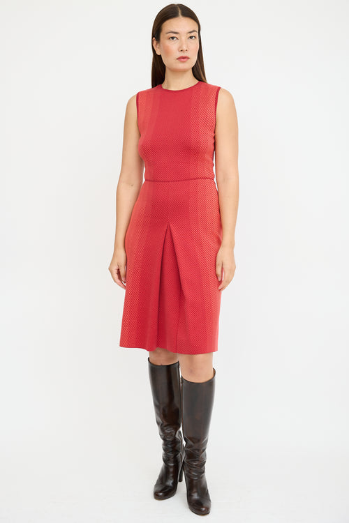 Bottega Veneta Red Knit Striped Dress