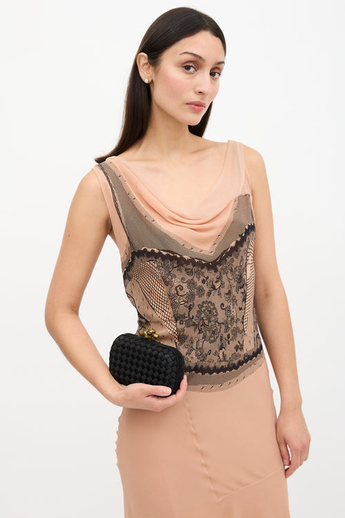 Bottega Veneta Satin Intrecciato Knot Clutch