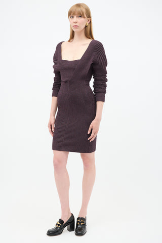 Bottega Veneta Spring 2020 Purple Ribbed Sable Dress