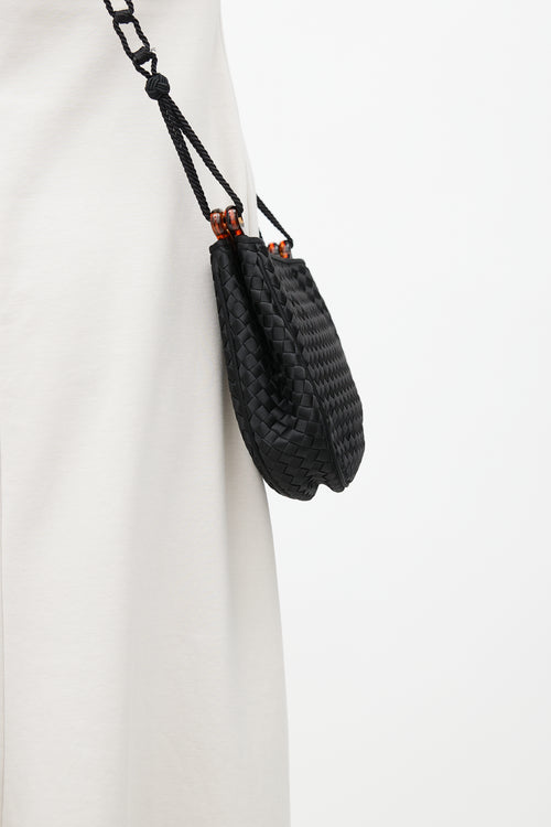 Bottega Veneta Vintage Black Satin Crossbody Bag