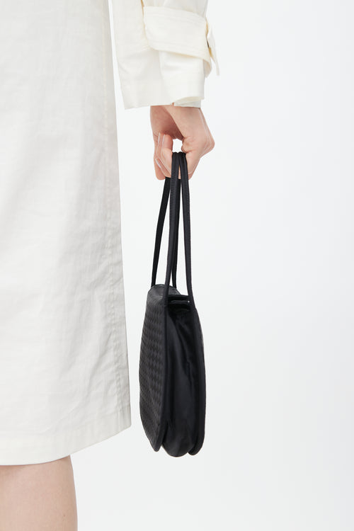 Bottega Veneta Vintage Black Satin Weave Shoulder Bag