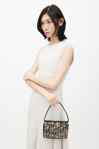 Bottega Veneta Vintage Black & Silver Shell Beaded Shoulder Bag