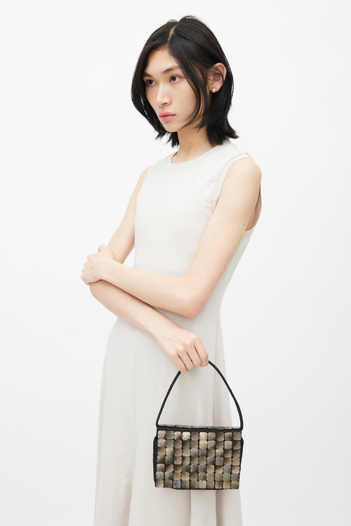 Bottega Veneta Vintage Black & Silver Shell Beaded Shoulder Bag