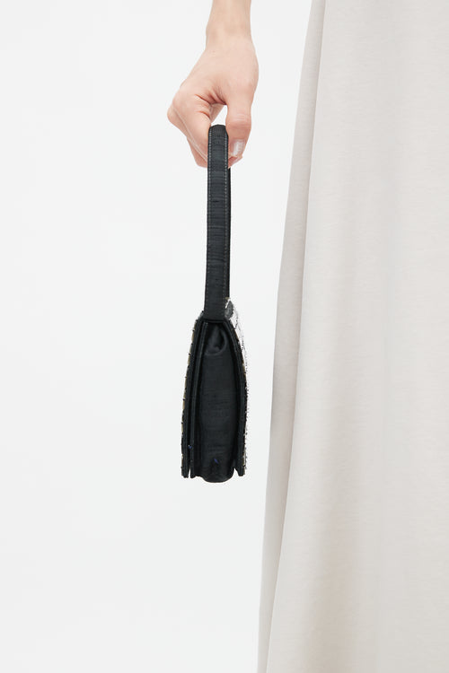 Bottega Veneta Vintage Black & Silver Shell Beaded Shoulder Bag
