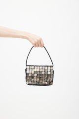 Bottega Veneta Vintage Black & Silver Shell Beaded Shoulder Bag
