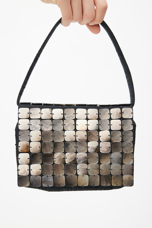 Bottega Veneta Vintage Black & Silver Shell Beaded Shoulder Bag