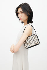 Bottega Veneta Vintage Black & Silver Shell Beaded Shoulder Bag
