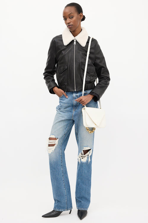 Bottega Veneta White Leather Mount Envelope Bag