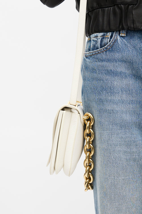 Bottega Veneta White Leather Mount Envelope Bag