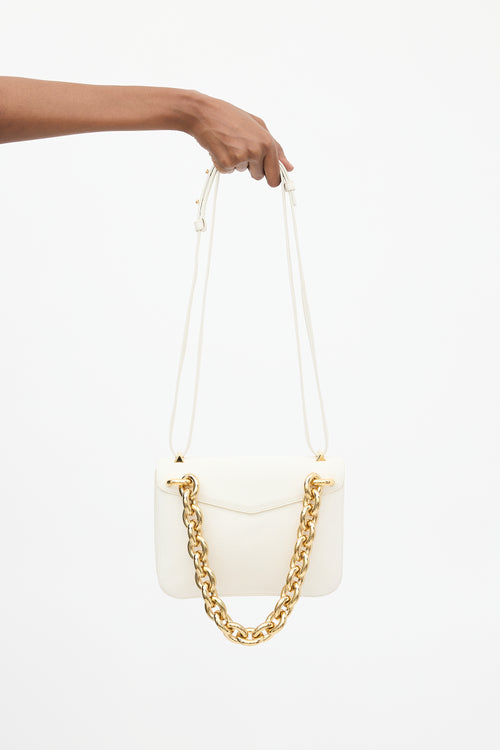 Bottega Veneta White Leather Mount Envelope Bag