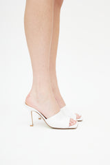 Bottega Veneta White Leather Square Toe Mule
