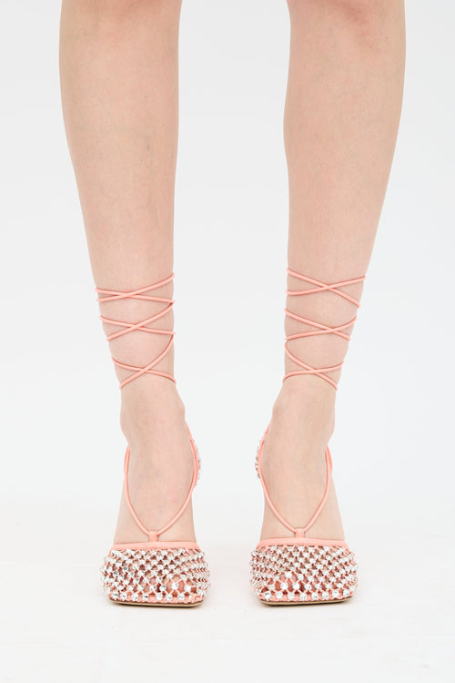 Bottega Veneta Woven Stretch Crystal Web Sandal