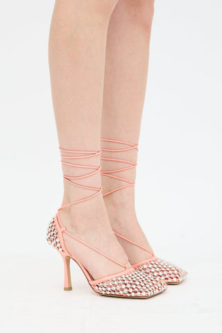 Bottega Veneta Woven Stretch Crystal Web Sandal