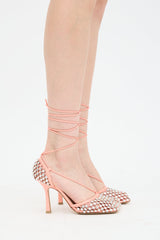 Bottega Veneta Woven Stretch Crystal Web Sandal