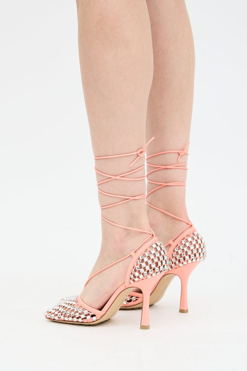 Bottega Veneta Woven Stretch Crystal Web Sandal