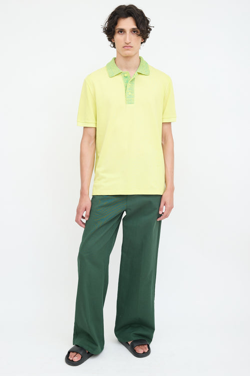 Bottega Veneta Yellow & Green Knit Collar Polo