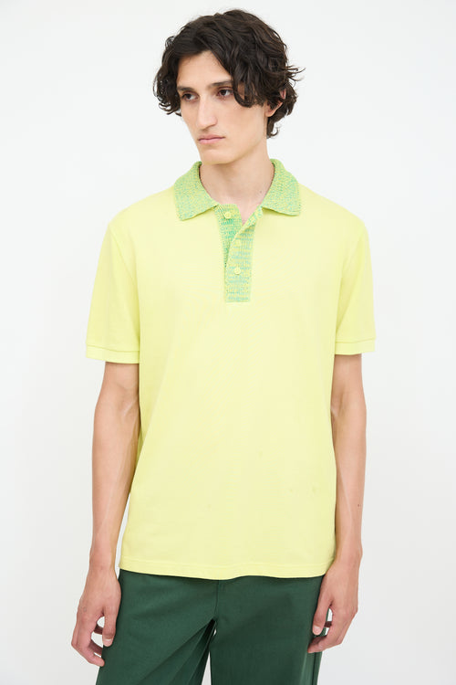 Bottega Veneta Yellow & Green Knit Collar Polo