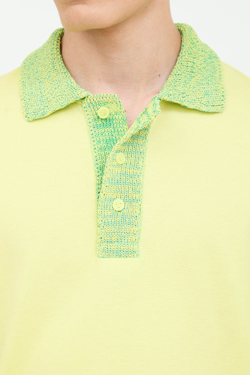Bottega Veneta Yellow & Green Knit Collar Polo