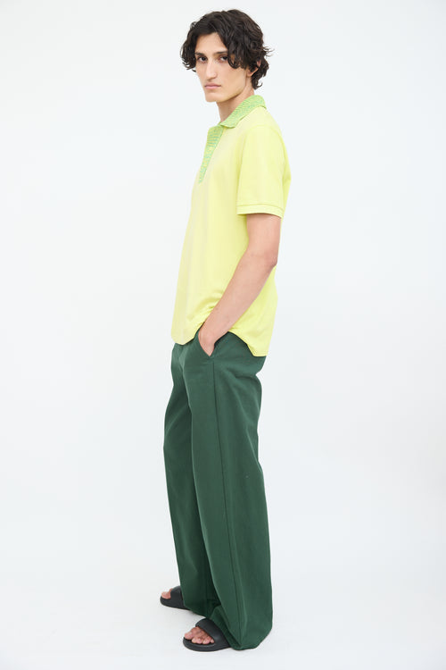 Bottega Veneta Yellow & Green Knit Collar Polo