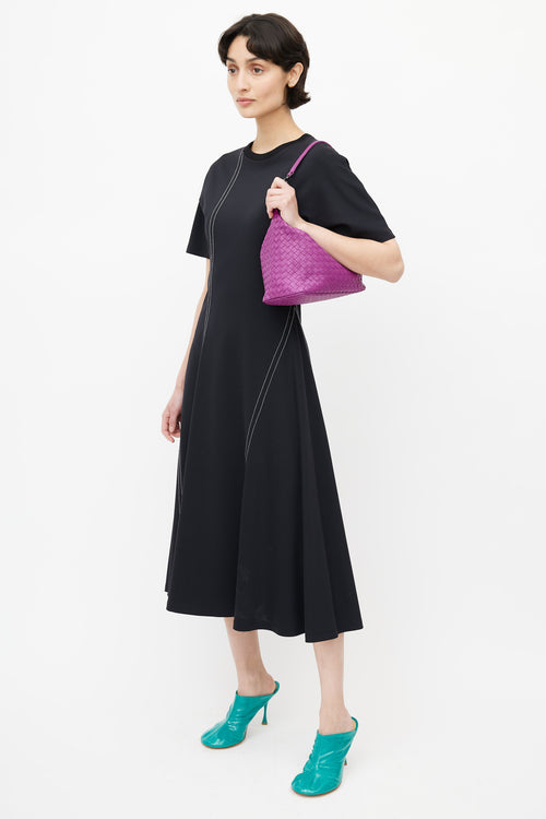 Bottega Veneta Purple Intrecciato Weave Zip Shoulder Bag