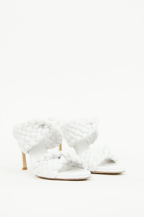 Bottega Veneta White Braided High Heel Mule