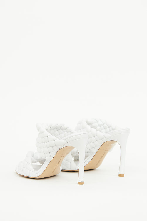 Bottega Veneta White Braided High Heel Mule