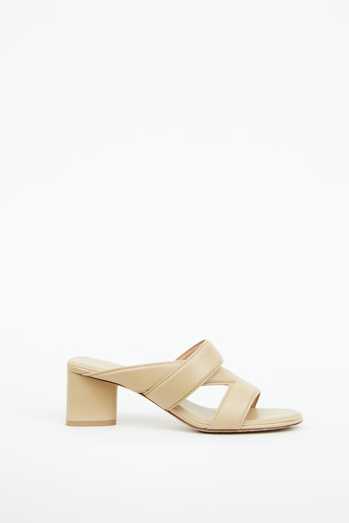 Bottega Veneta Beige Leather Band Heeled Sandal