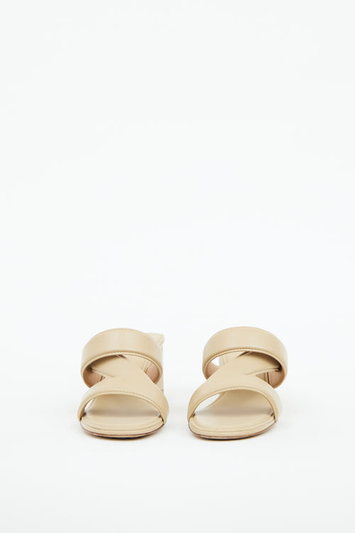 Bottega Veneta Beige Leather Band Heeled Sandal