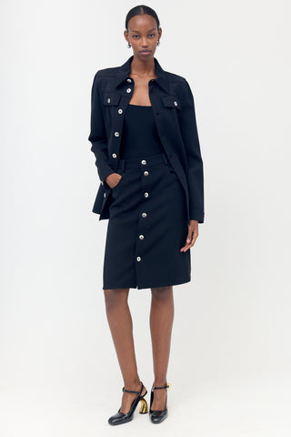 Bottega Veneta FW 2021 Wool Button Skirt