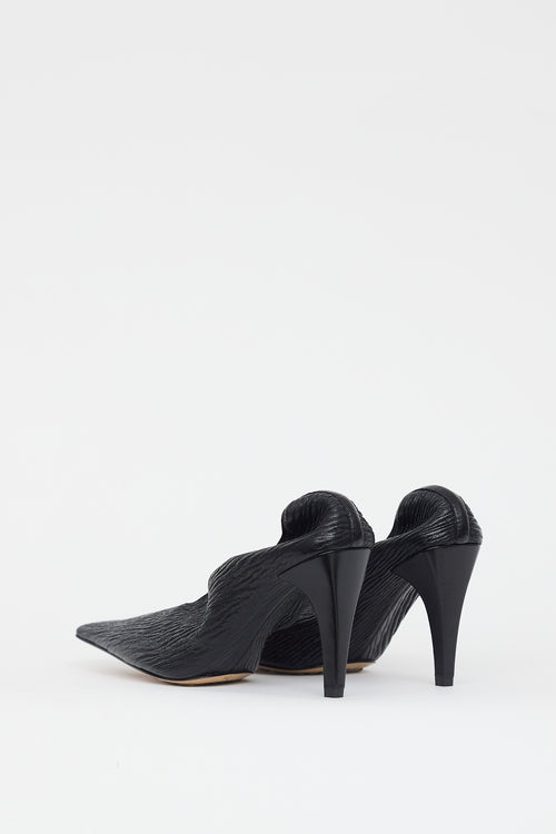 Bottega Veneta Black Crunch Textured Leather Heel
