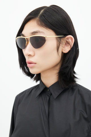 Bottega Veneta Black & Gold BV1091S Tapered Sunglasses